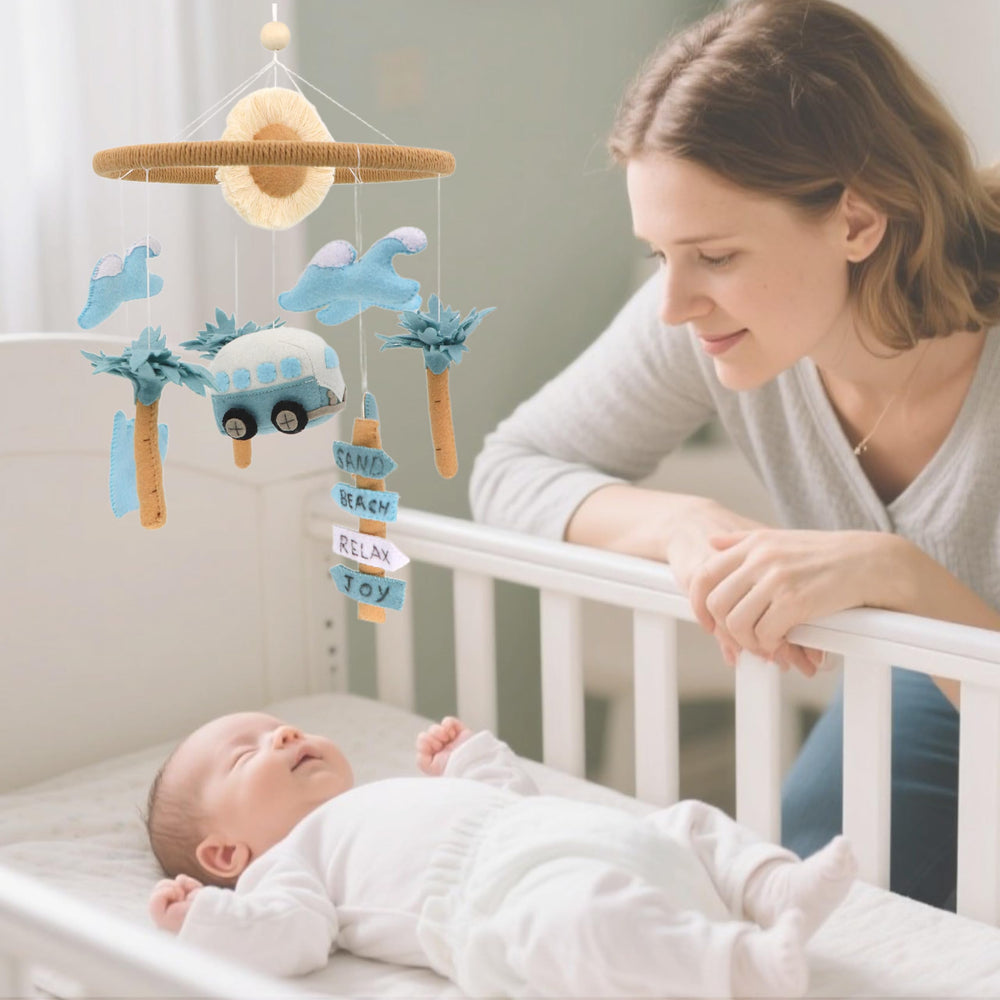 Gueiddi Surf Mobile for Crib easy hanging setup for cribs and bassinets