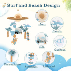 Gueiddi Surf Mobile for Crib sun icons add gentle beach vibes for focus