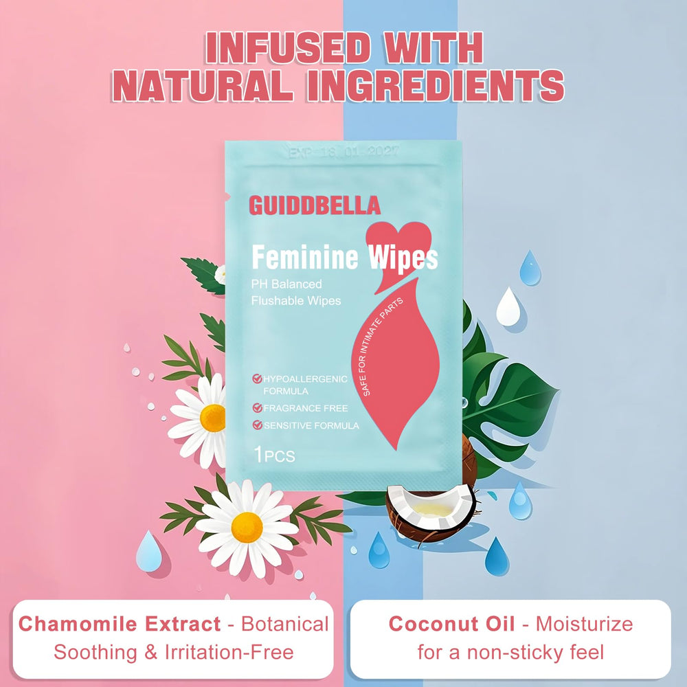 GUIDDBELLA individually wrapped wipes, easy carry in bag