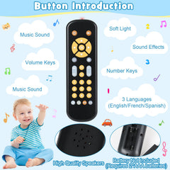 GUIGUZHJ baby remote held by small hands encourages fine motor exploration.