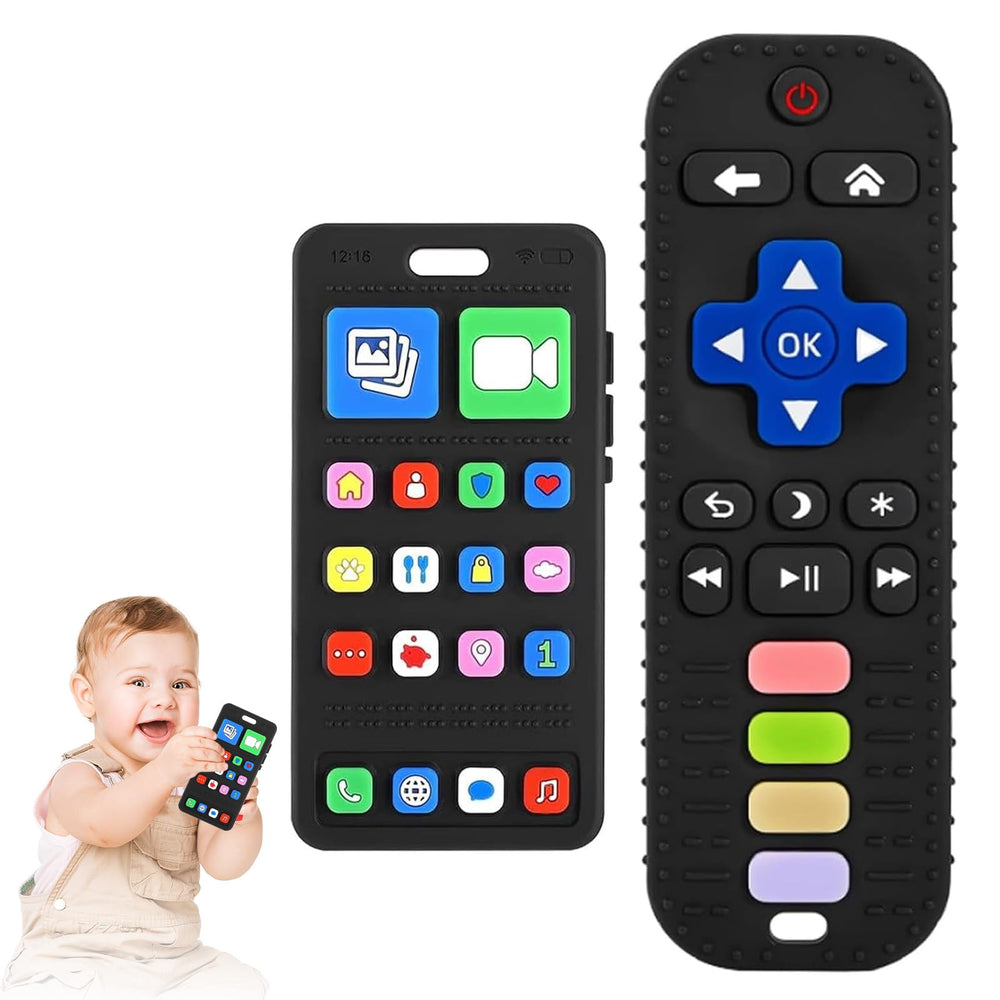 GUIGUZHJ baby teether phone view shows safe chewing surface and easy grip.