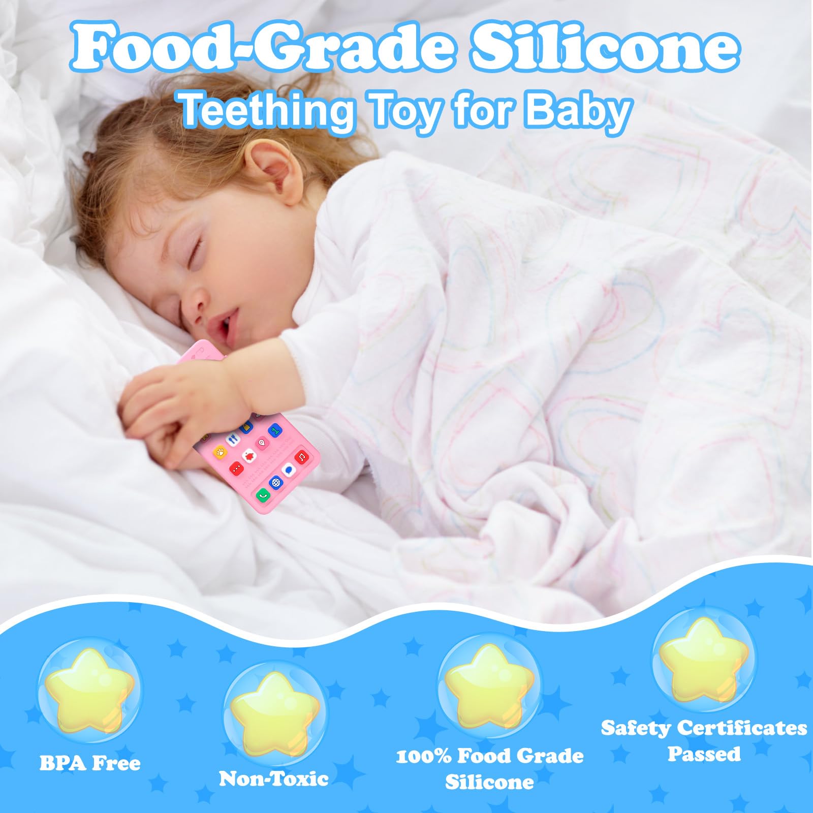 GUIGUZHJ phone teether Pink 02 supports sensory exploration and color recognition