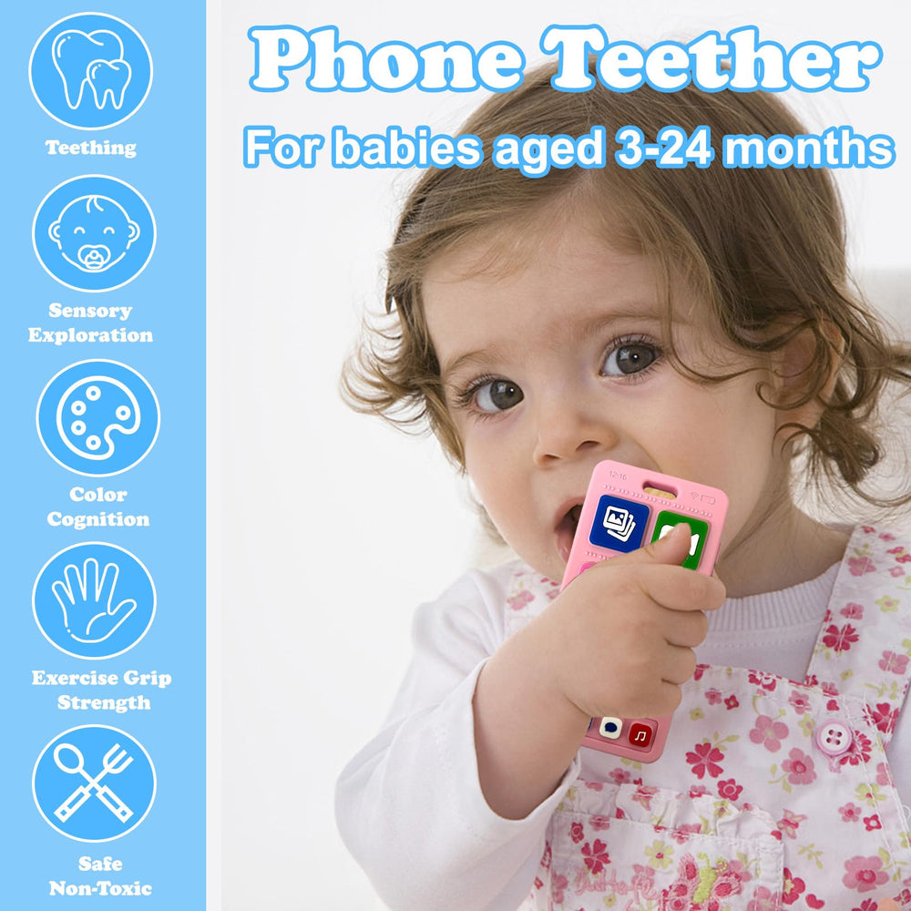 GUIGUZHJ teether Phone Pink 03 BPA-free and safe for mouthing