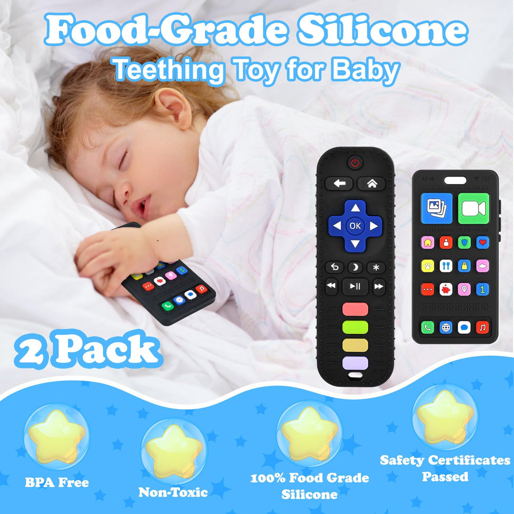 GUIGUZHJ teething phone toy promotes sensory play and calm chewing.