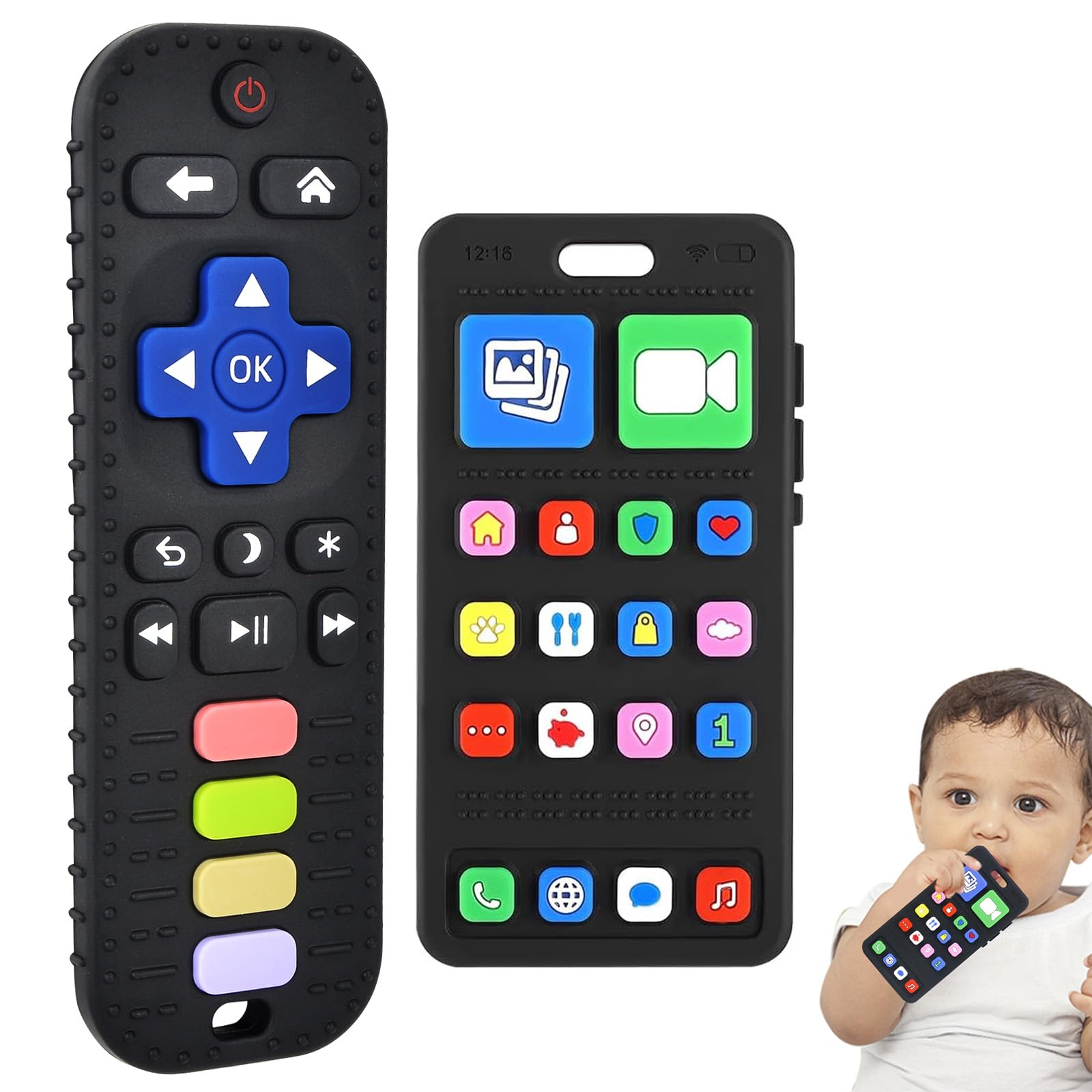 GUIGUZHJ baby teething remote offers soothing gum relief with easy grip.