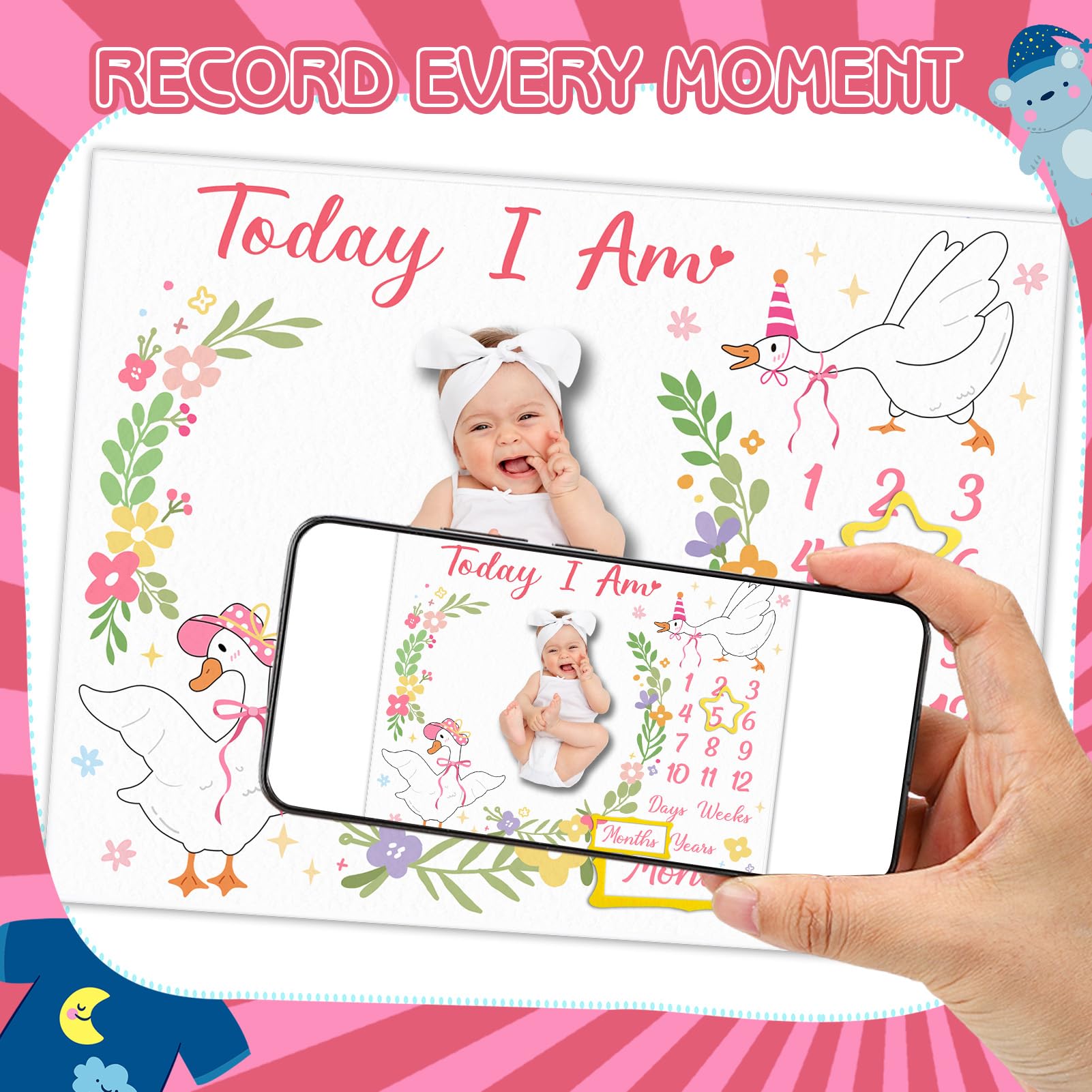 Guiqulai Silly Goose felt frames arranged for milestone storytelling and decor
