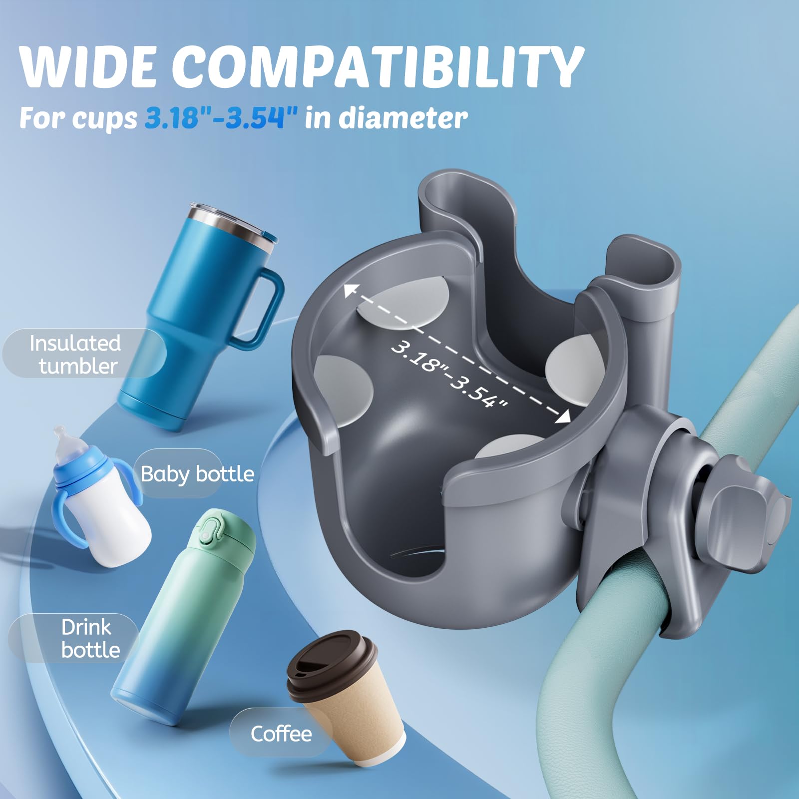 Guiseapue cup holder with phone slot holds devices securely while moving.