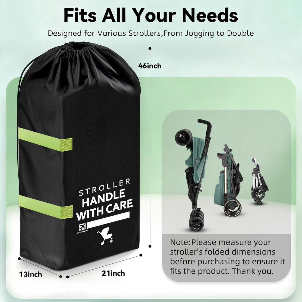 Guiseapue stroller bag for airplane shows a PVC name tag for easy identification.