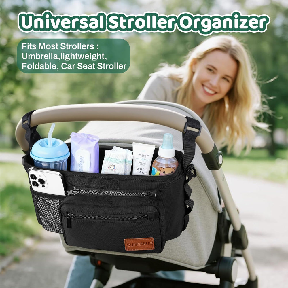 Guiseapue organizer features anti-slip straps secure on any stroller