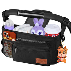 Guiseapue universal stroller organizer with cup holder keeps drinks and items within reach