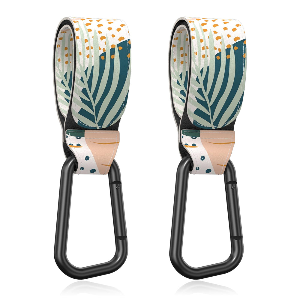 Gukeniu Baby Stroller Hooks with abstract leaf design keep diaper bag within easy reach
