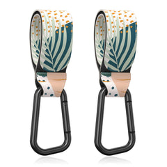 Gukeniu Baby Stroller Hooks with abstract leaf design keep diaper bag within easy reach