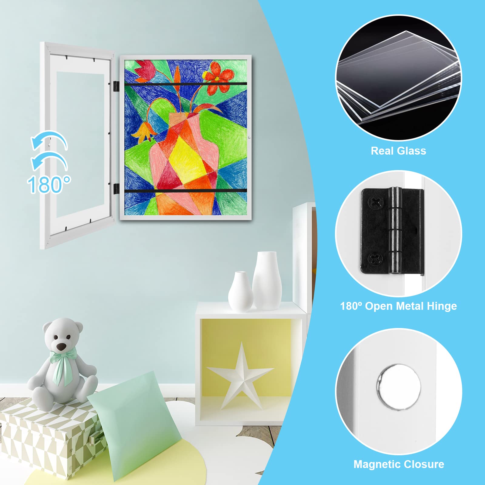 GULETHUN wall-hanging frame supports horizontal or vertical orientation.