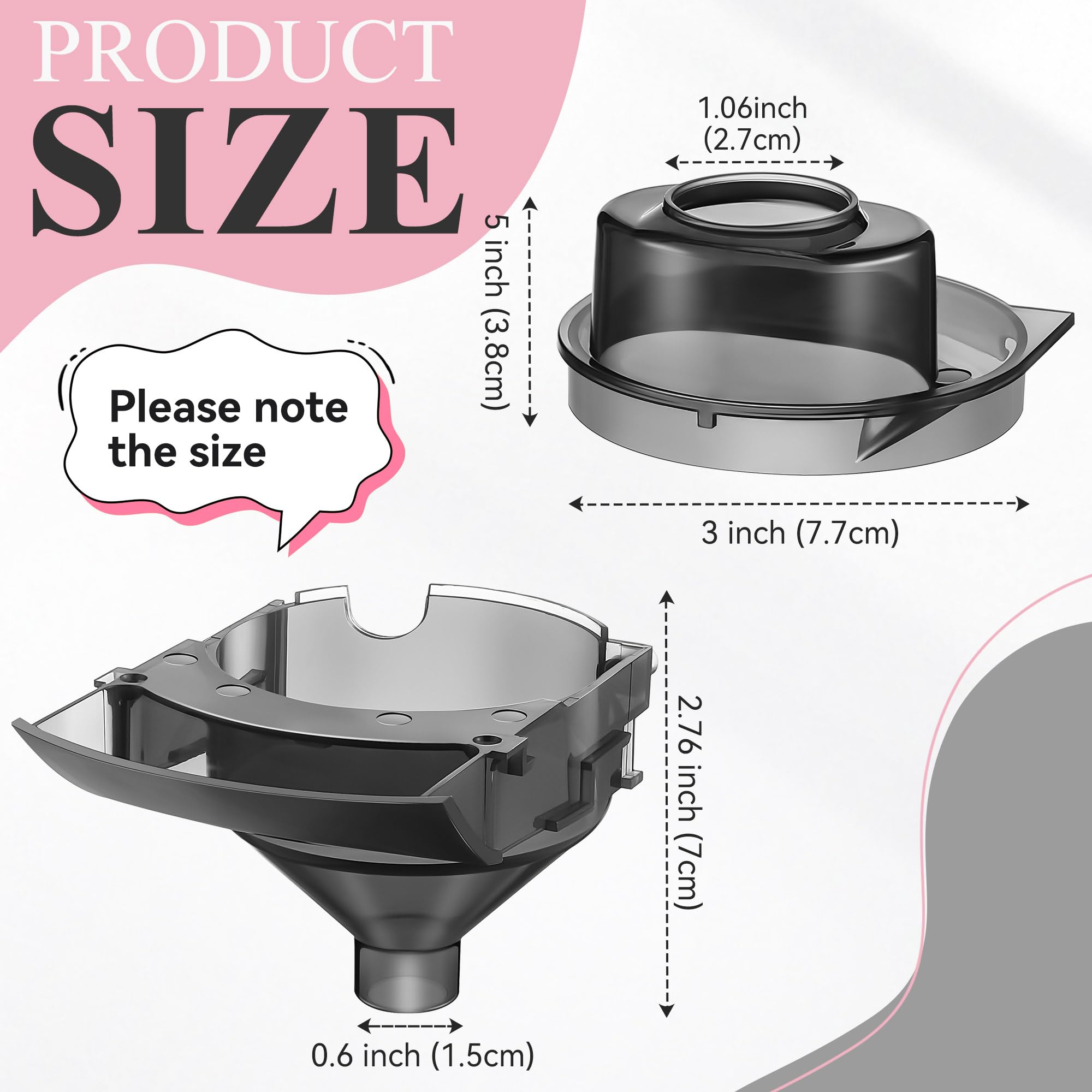 Gulfmew funnel and cover trio displayed, spill prevention during feeding