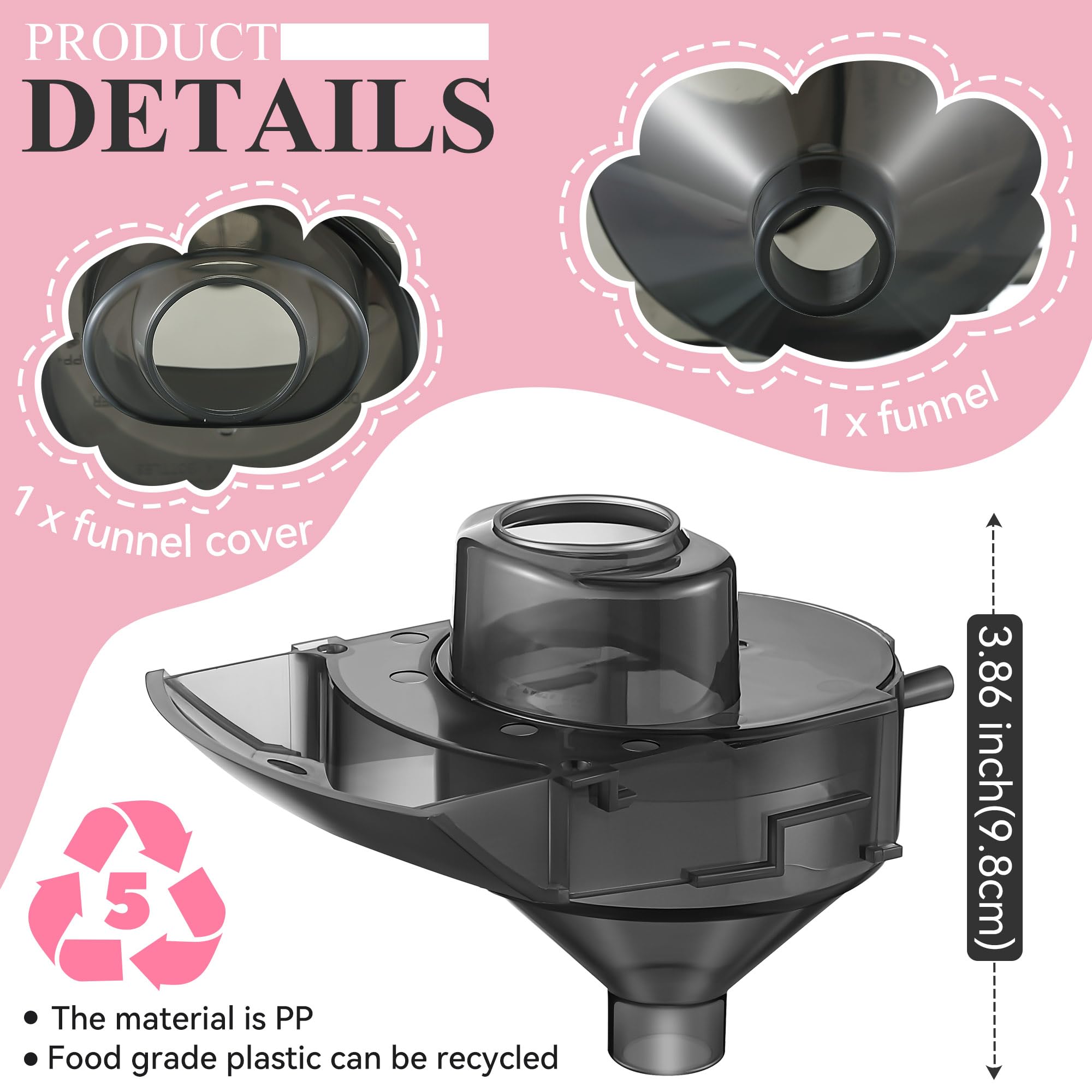 Gulfmew Baby Brezza funnel close-up showing precise fit and durable PP