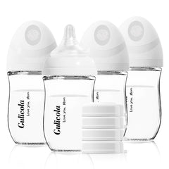 Gulicola 5 oz glass bottle in white four-pack, easy to clean.