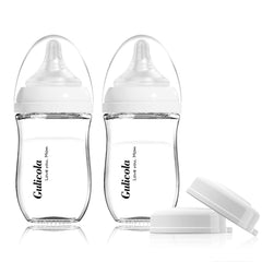 Gulicola natural glass baby bottle with wide neck for easy cleaning and safe feeding.