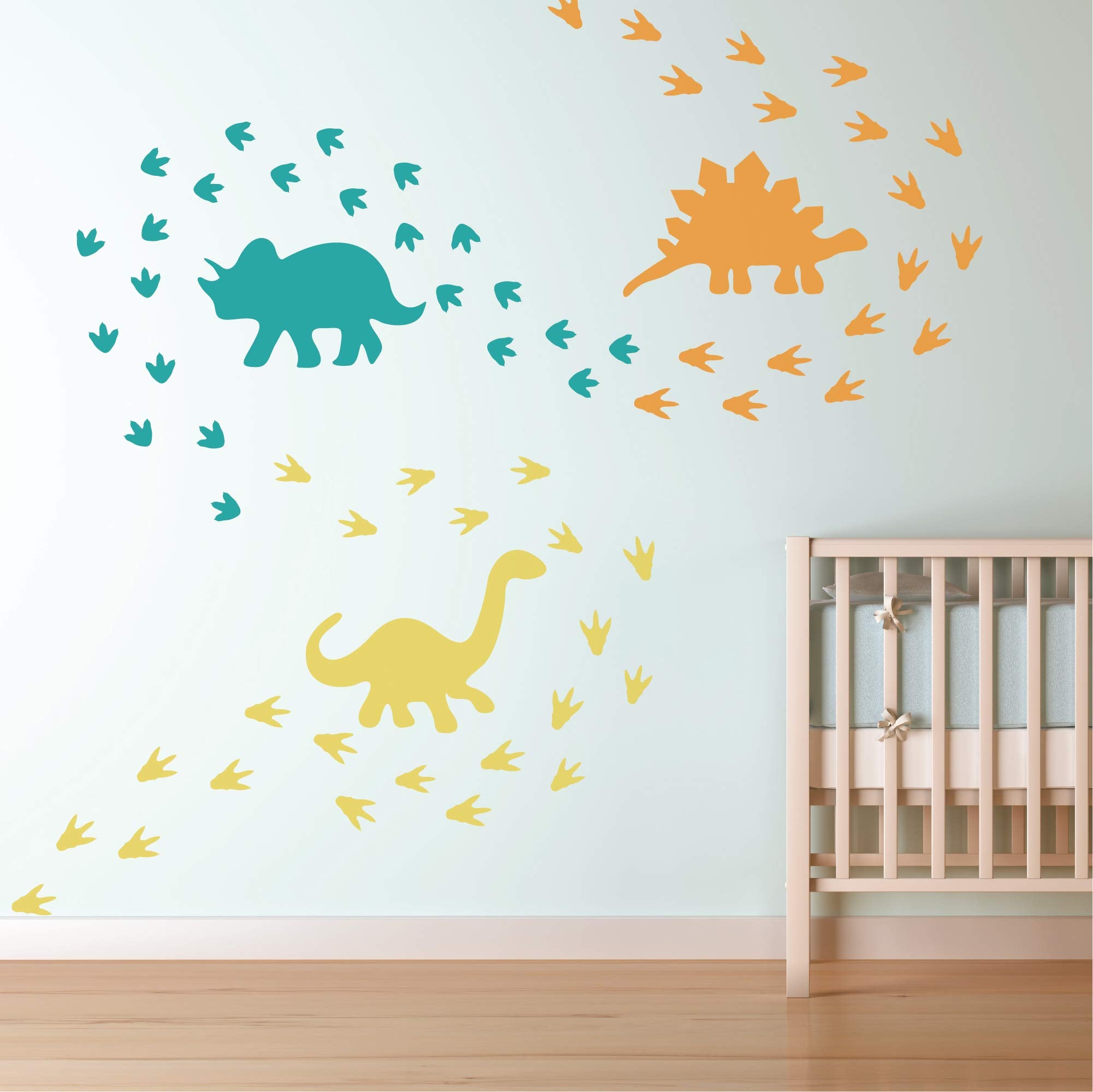 GULIGULI colorful dinosaur stickers brighten a kids' room.