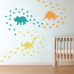 GULIGULI colorful dinosaur stickers brighten a kids' room.