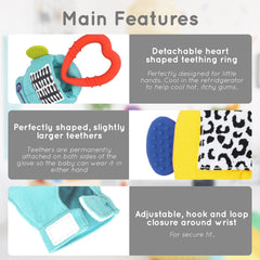 Gummee Glove detachable teething glove aids hygiene and prevents soggy sleeves.