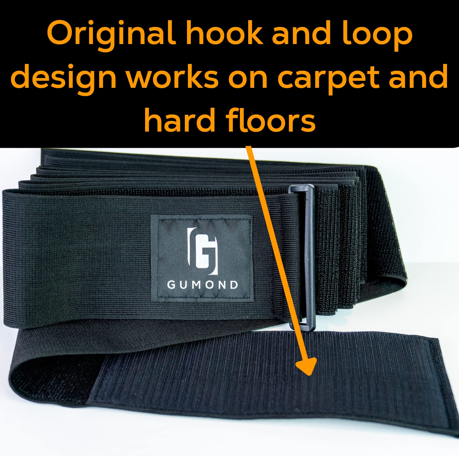 Gumond durable stretchy material guards gaps around furniture.