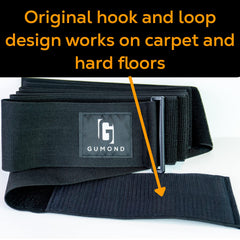 Gumond durable stretchy material guards gaps around furniture.