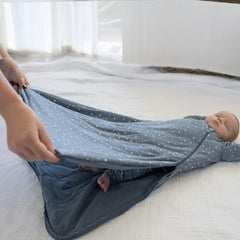 Gunamuna 1.0 TOG sleep sack offers warm, breathable comfort for cooler rooms.