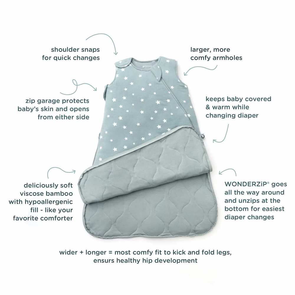GUNAMUNA transitional swaddle with soft fabric supports gentle growth.