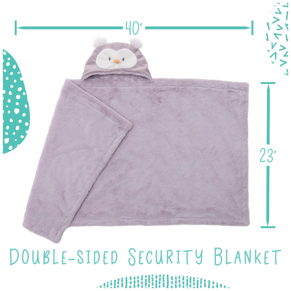 GUND Quinn Owl plush hooded blanket offers double-sided softness for baby comfort.