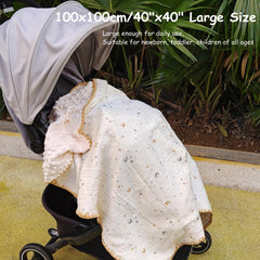 Gunnaicat baby blanket laid on a crib scene conveying a safe, comfortable sleep space.