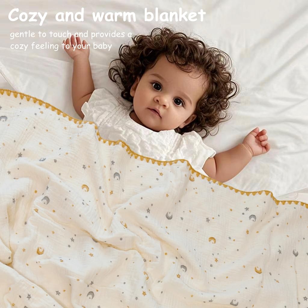 Close-up of Gunnaicat muslin blanket texture showing breathable cotton weave.