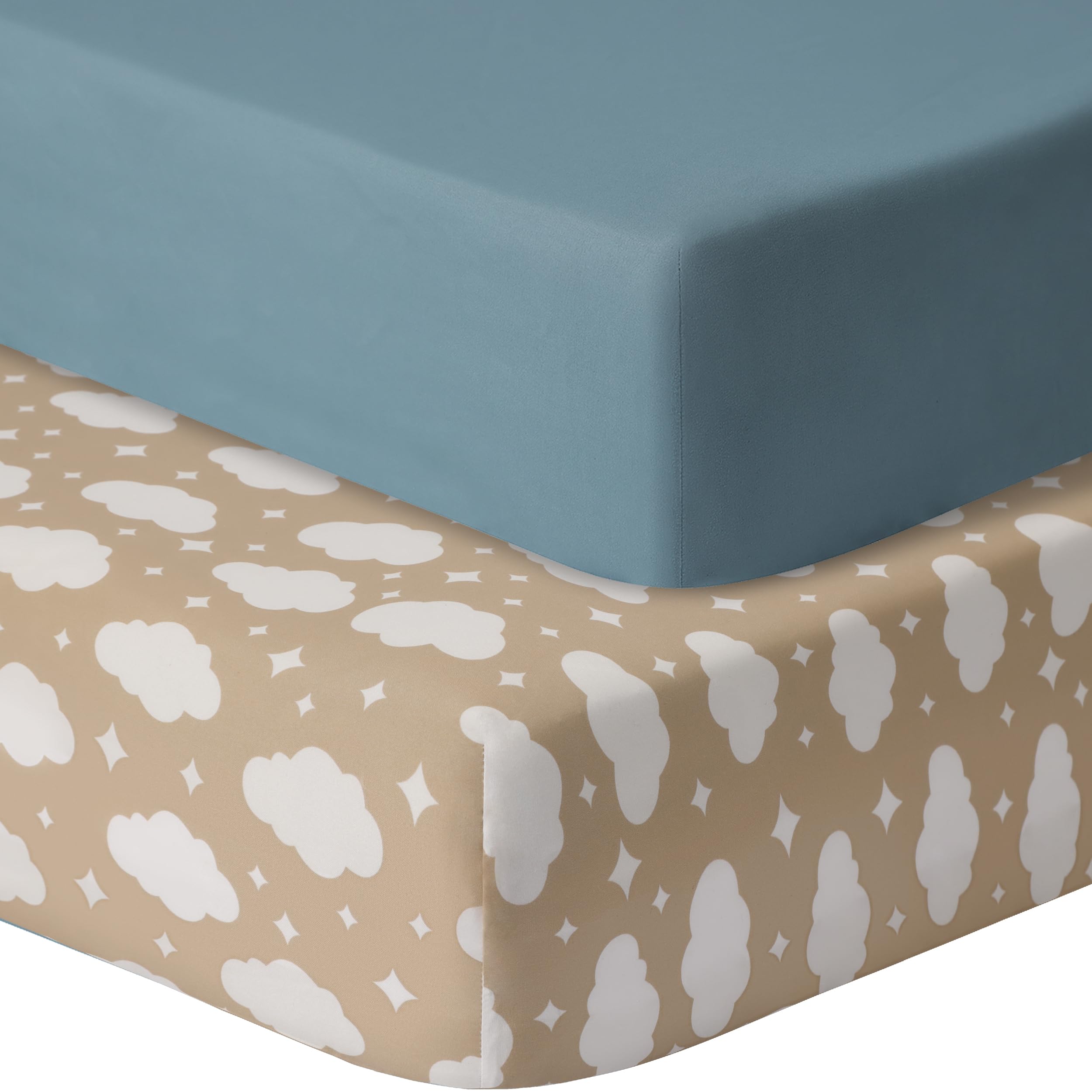 GUNTAIL clouds crib sheet in dark green offers soft microfiber comfort