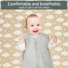 GUNTAIL dark green clouds sheet fits standard crib securely with elastic edges