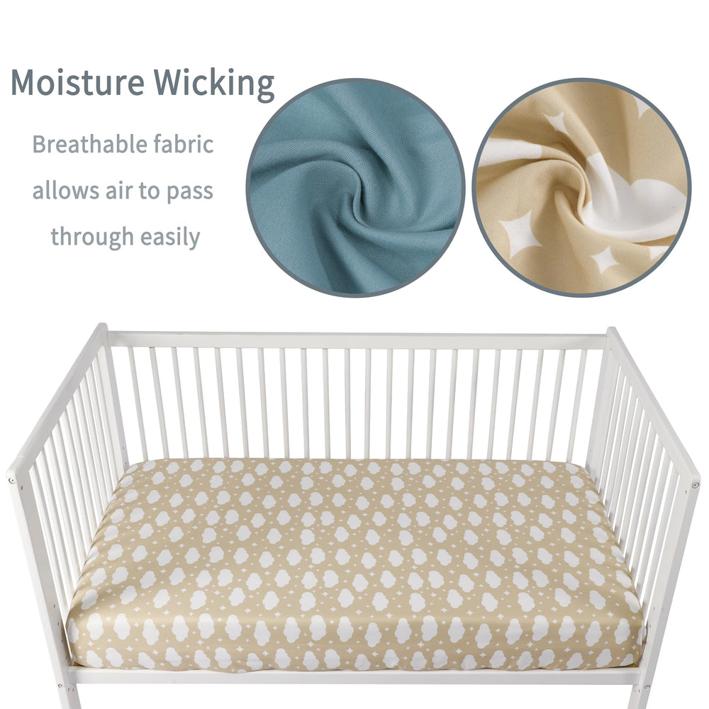 GUNTAIL two-pack clouds sheets provide easy rotation for busy parents