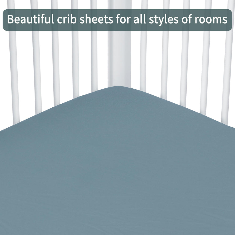 GUNTAIL clouds print sheets enhance nursery decor while supporting sleep-ready comfort