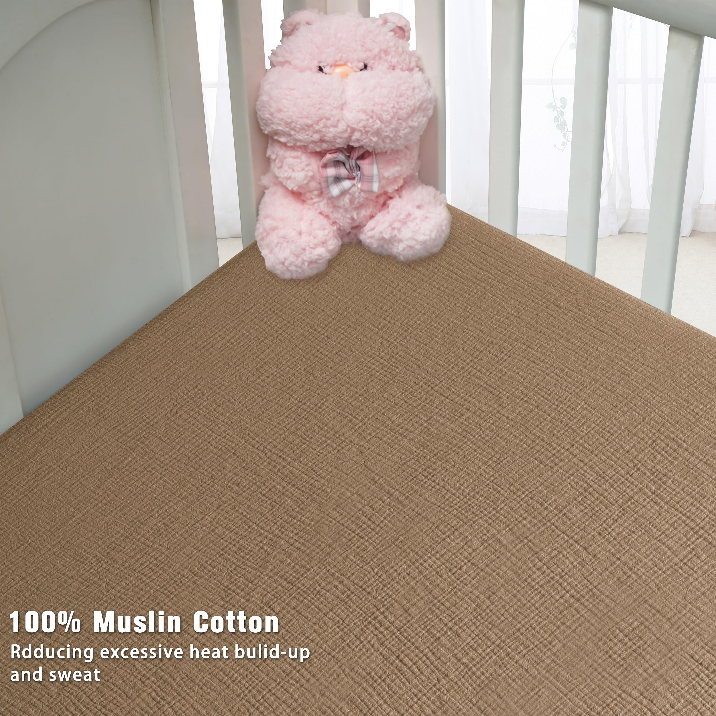 GUNTAIL baby-friendly beige and coffee sheets for nursery decor