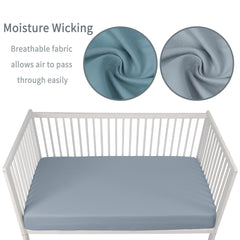 GUNTAIL two-pack fitted crib sheets show secure elastic edge for safe sleep