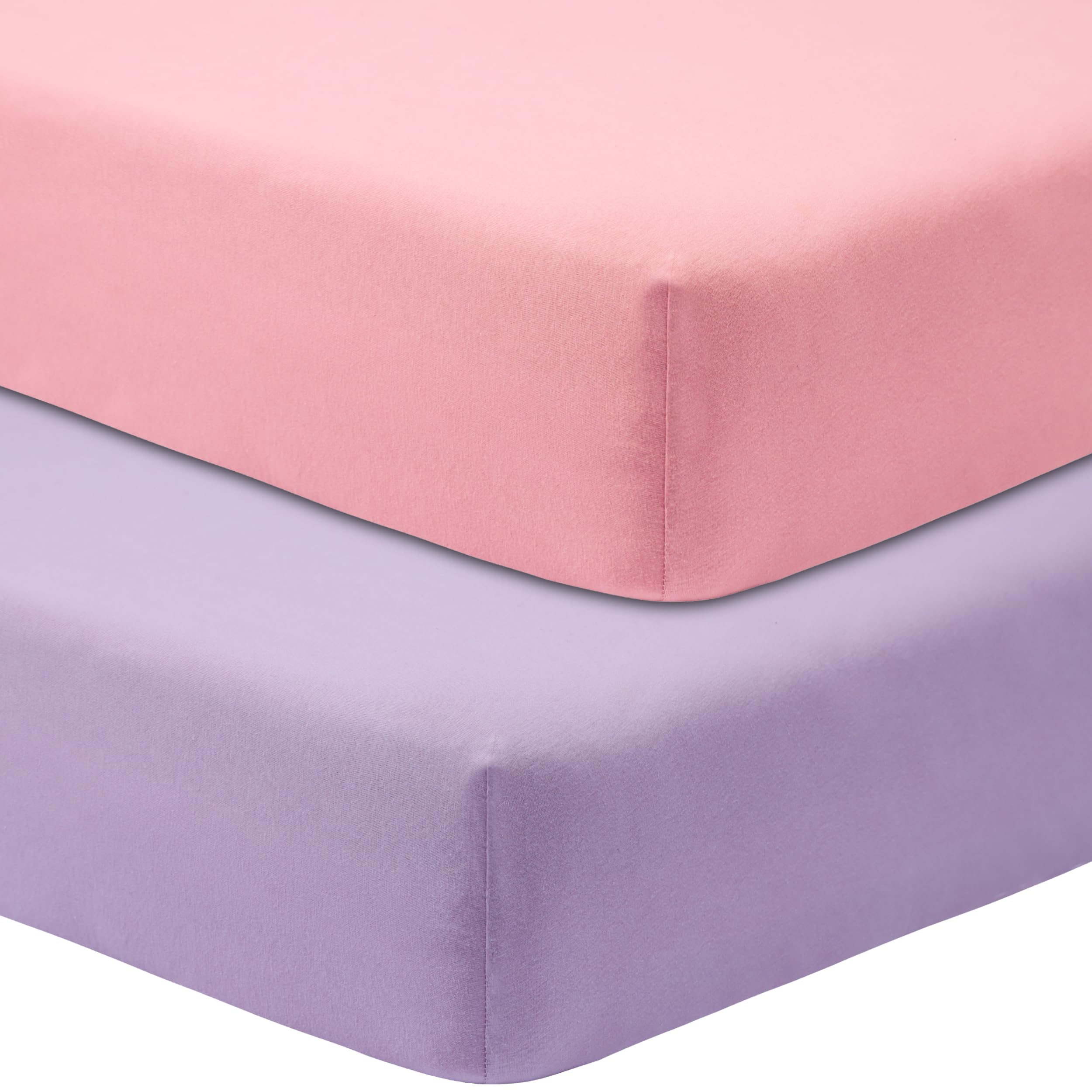 GUNTAIL crib sheets 2-pack in purple and pink; ultra-soft cotton for baby's comfort