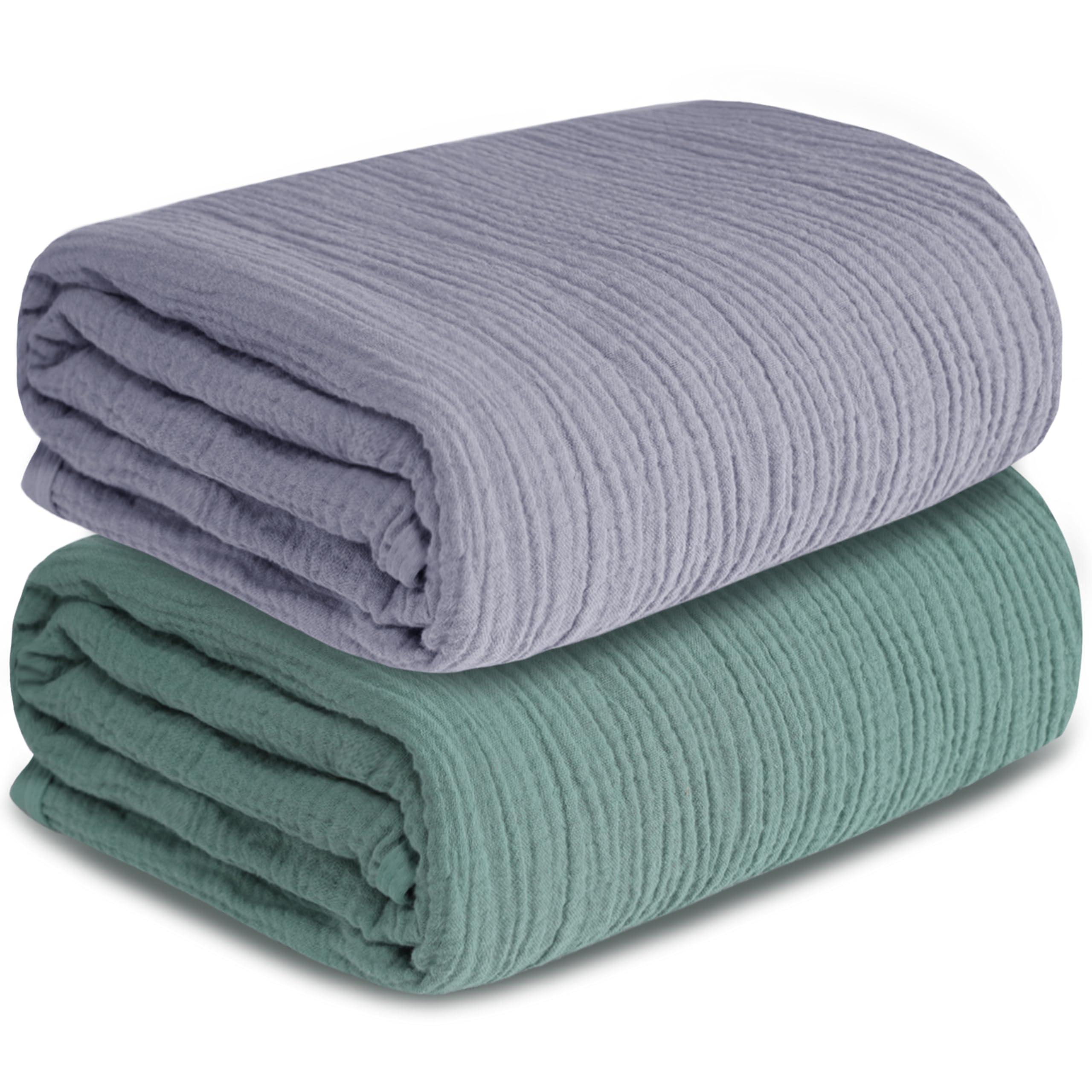 GUNTAIL muslin swaddle blanket gray-green 2-pack laid flat for cozy baby sleep warmth