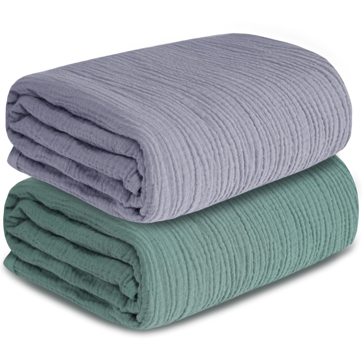 GUNTAIL muslin swaddle blanket gray-green 2-pack laid flat for cozy baby sleep warmth