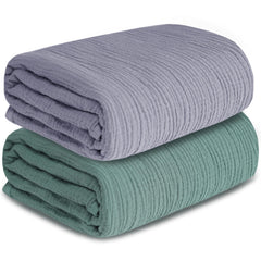 GUNTAIL muslin swaddle blanket gray-green 2-pack laid flat for cozy baby sleep warmth