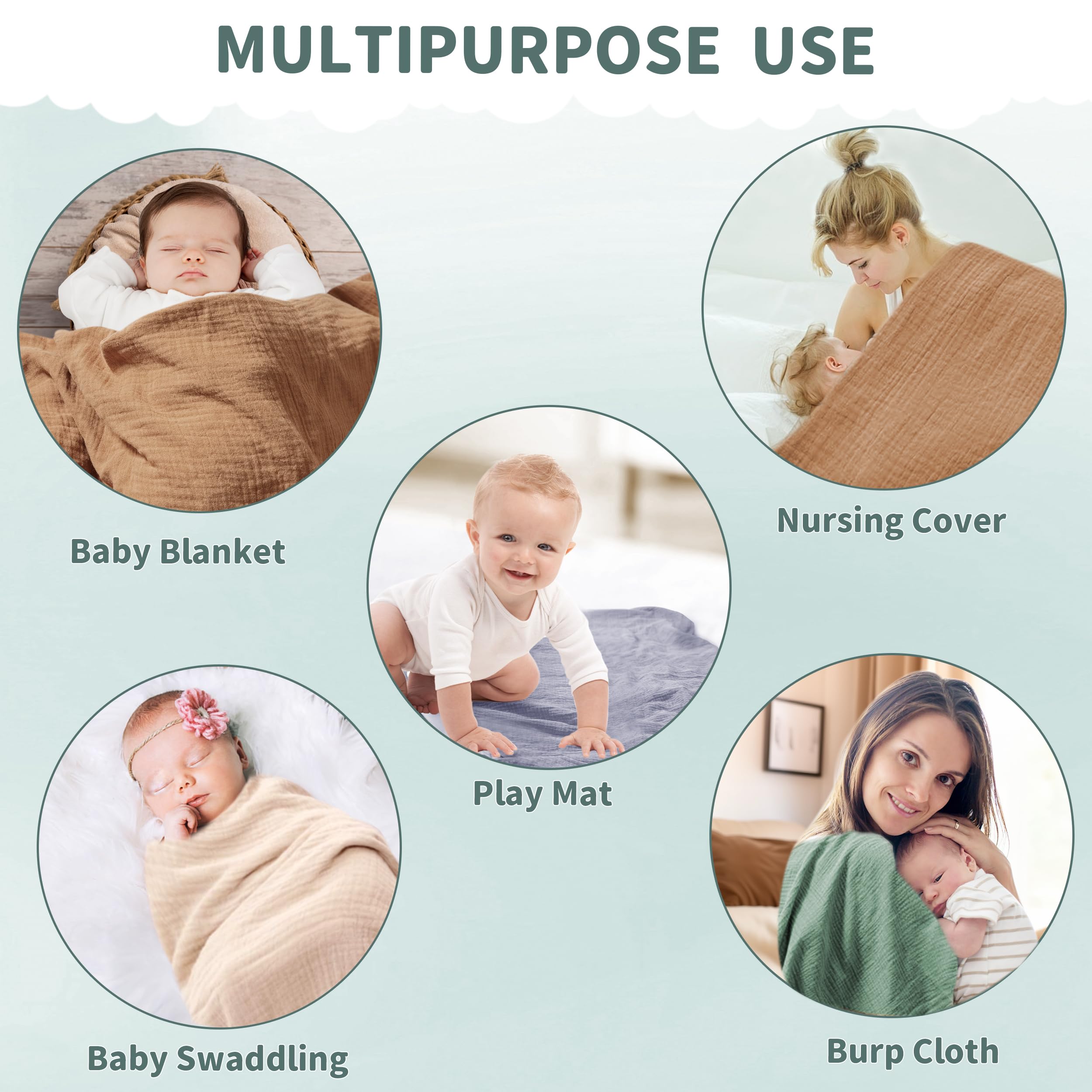 GUNTAIL muslin swaddle care-friendly blanket for easy washing and quick dry
