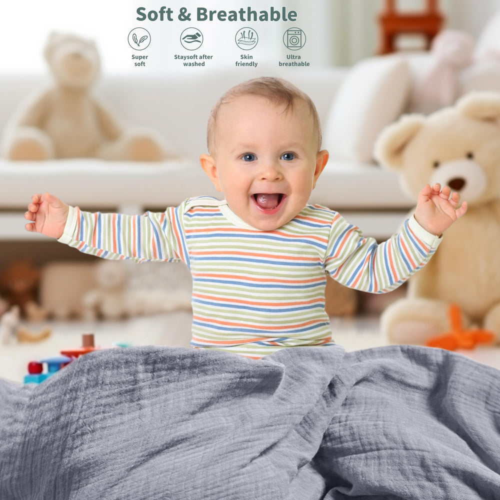 GUNTAIL muslin swaddle blanket in stroller provides lightweight, breathable coverage on outings
