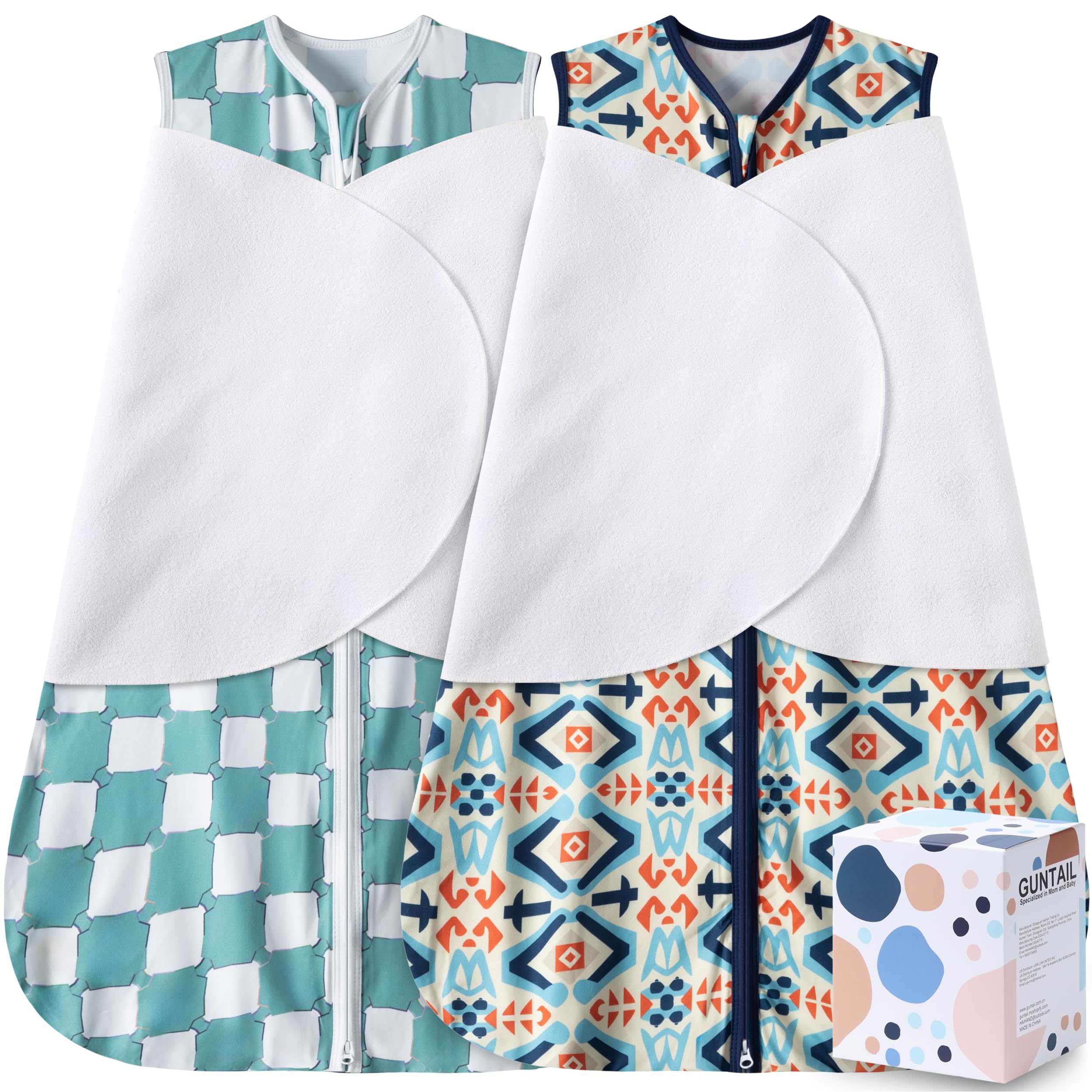 GUNTAIL newborn sleep sack in Bohemia-checkered design for safe, cozy sleep