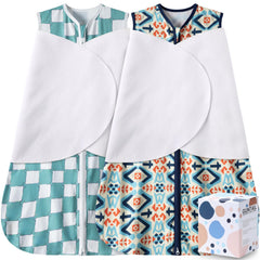 GUNTAIL newborn sleep sack in Bohemia-checkered design for safe, cozy sleep