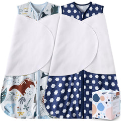 GUNTAIL newborn sleep sack with dinosaur-hexagon pattern for secure, cozy sleep.