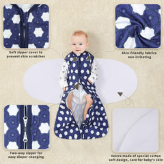 GUNTAIL reverse-zipper design for easy diaper changes without unswaddling.