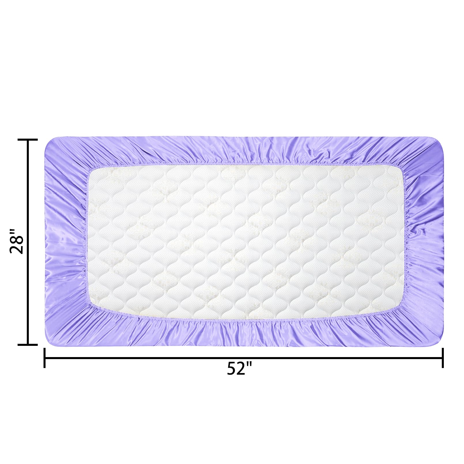 GUNTAIL satin crib sheet with 7-inch pocket provides secure deep fit