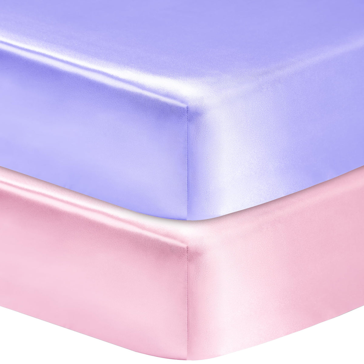GUNTAIL satin crib sheet pink on mattress reduces friction and protects baby's hair