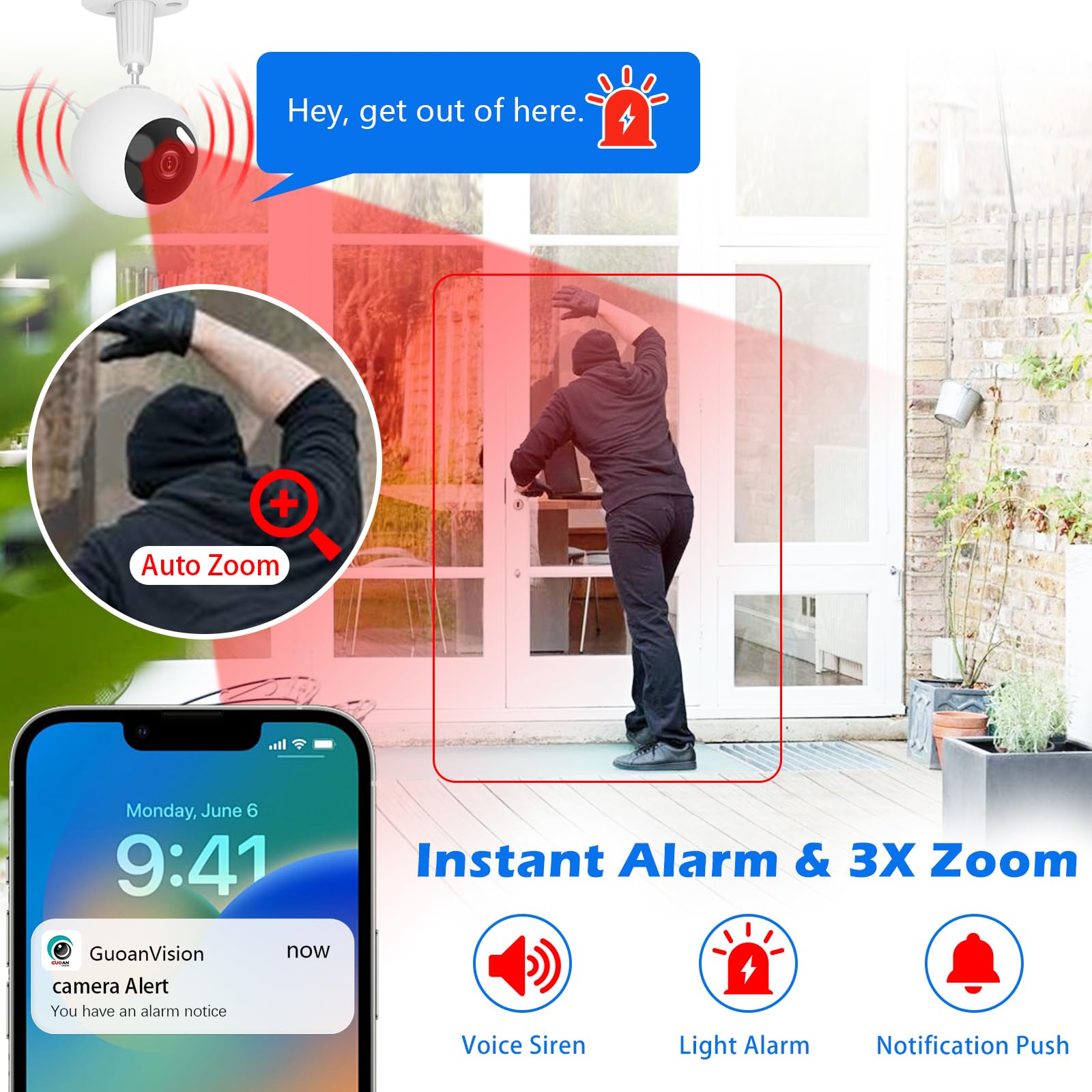 GUOANVISION baby monitor setup showing live feed for child safety